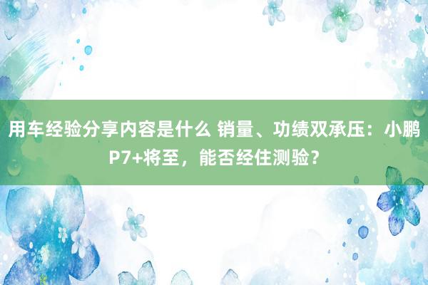 用车经验分享内容是什么 销量、功绩双承压：小鹏P7+将至，能否经住测验？