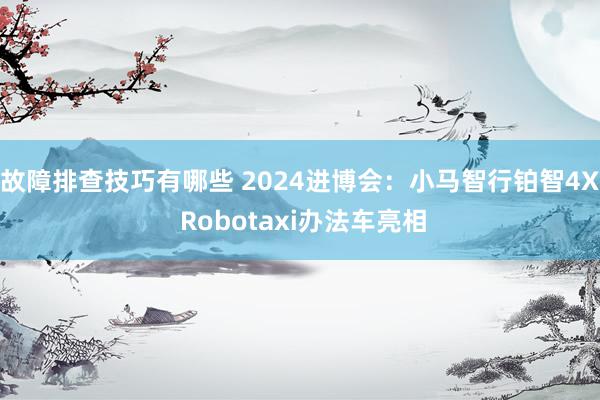 故障排查技巧有哪些 2024进博会：小马智行铂智4X Robotaxi办法车亮相