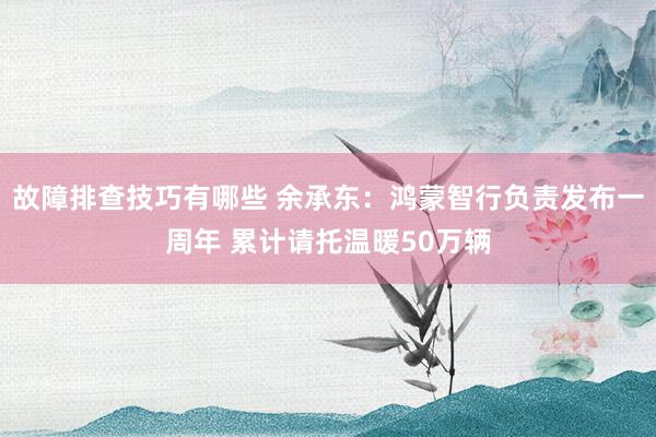 故障排查技巧有哪些 余承东：鸿蒙智行负责发布一周年 累计请托温暖50万辆