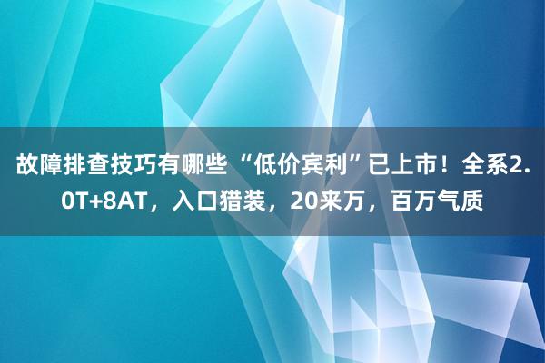 故障排查技巧有哪些 “低价宾利”已上市！全系2.0T+8AT，入口猎装，20来万，百万气质