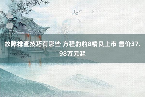 故障排查技巧有哪些 方程豹豹8精良上市 售价37.98万元起