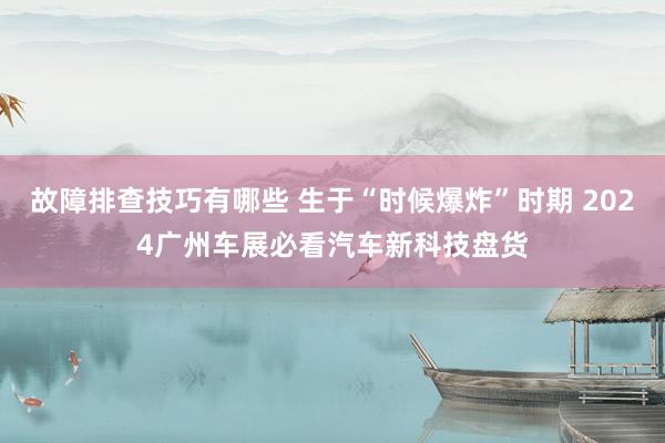 故障排查技巧有哪些 生于“时候爆炸”时期 2024广州车展必看汽车新科技盘货