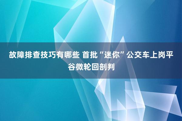 故障排查技巧有哪些 首批“迷你”公交车上岗平谷微轮回剖判