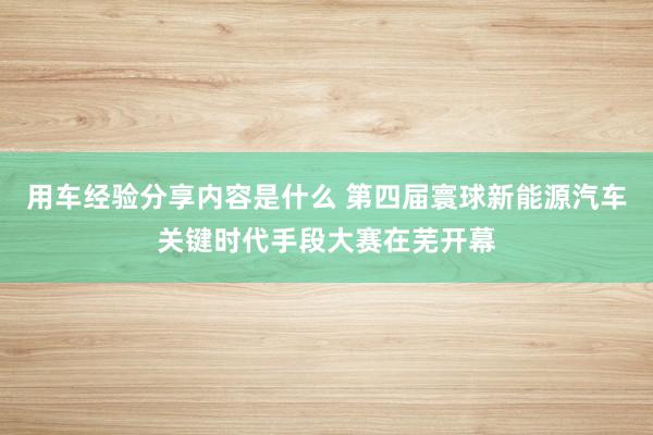 用车经验分享内容是什么 第四届寰球新能源汽车关键时代手段大赛在芜开幕