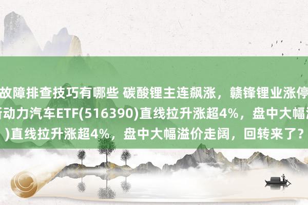 故障排查技巧有哪些 碳酸锂主连飙涨，赣锋锂业涨停、宁德期间涨3%，新动力汽车ETF(516390)直线拉升涨超4%，盘中大幅溢价走阔，回转来了？