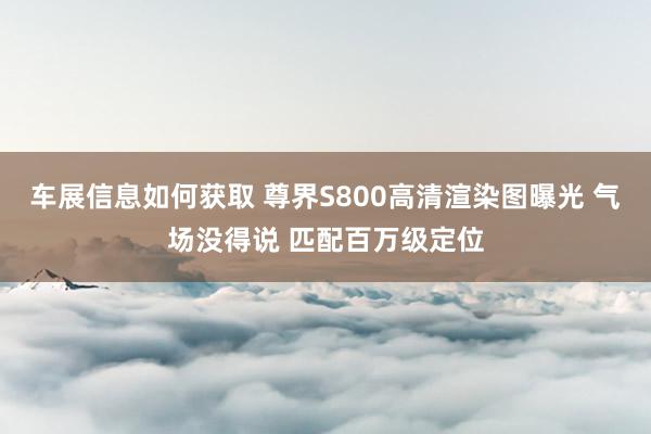 车展信息如何获取 尊界S800高清渲染图曝光 气场没得说 匹配百万级定位