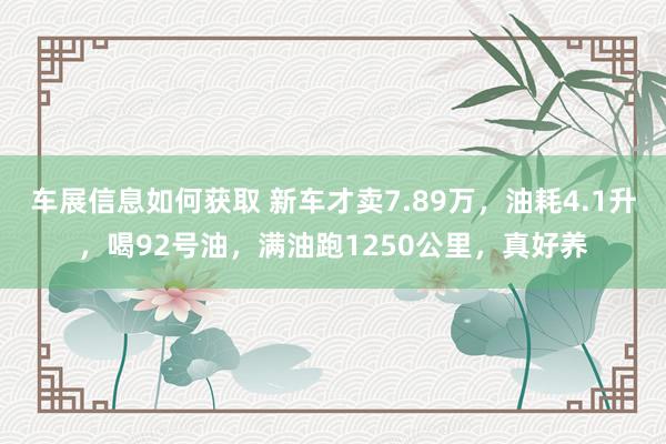 车展信息如何获取 新车才卖7.89万，油耗4.1升，喝92号油，满油跑1250公里，真好养