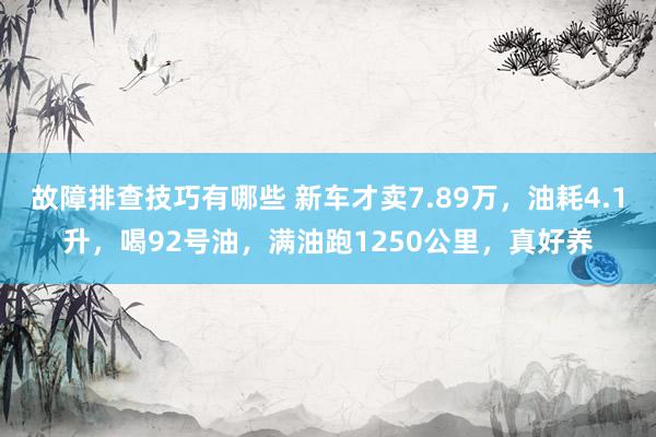 故障排查技巧有哪些 新车才卖7.89万，油耗4.1升，喝92号油，满油跑1250公里，真好养