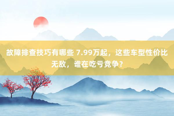 故障排查技巧有哪些 7.99万起，这些车型性价比无敌，谁在吃亏竞争？