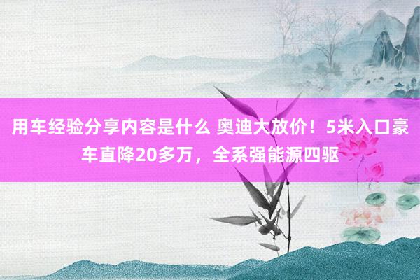 用车经验分享内容是什么 奥迪大放价！5米入口豪车直降20多万，全系强能源四驱