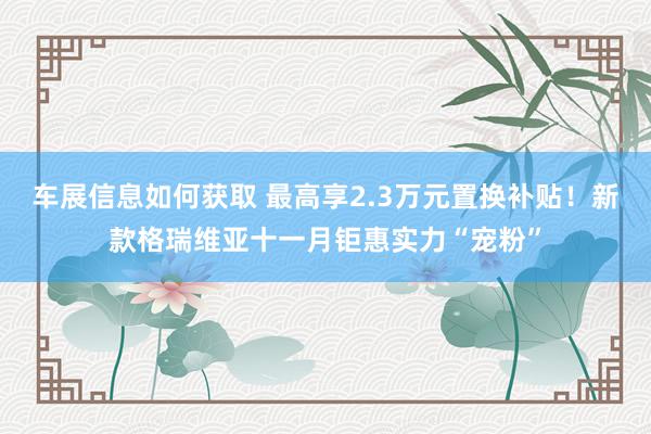 车展信息如何获取 最高享2.3万元置换补贴！新款格瑞维亚十一月钜惠实力“宠粉”