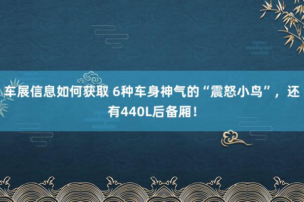 车展信息如何获取 6种车身神气的“震怒小鸟”，还有440L后备厢！