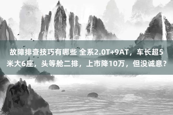 故障排查技巧有哪些 全系2.0T+9AT，车长超5米大6座，头等舱二排，上市降10万，但没诚意？