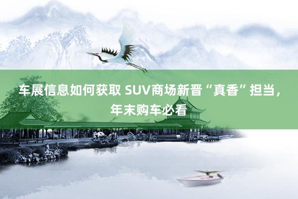 车展信息如何获取 SUV商场新晋“真香”担当，年末购车必看