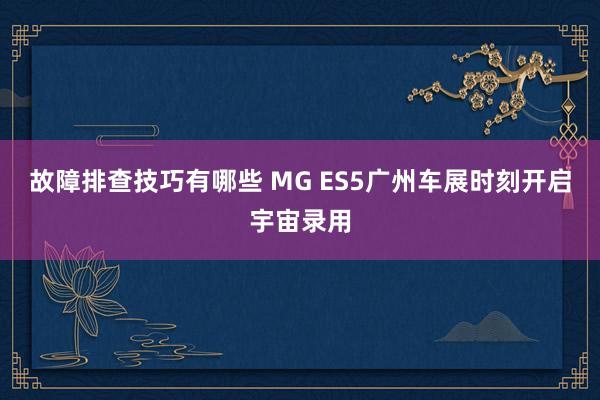 故障排查技巧有哪些 MG ES5广州车展时刻开启宇宙录用