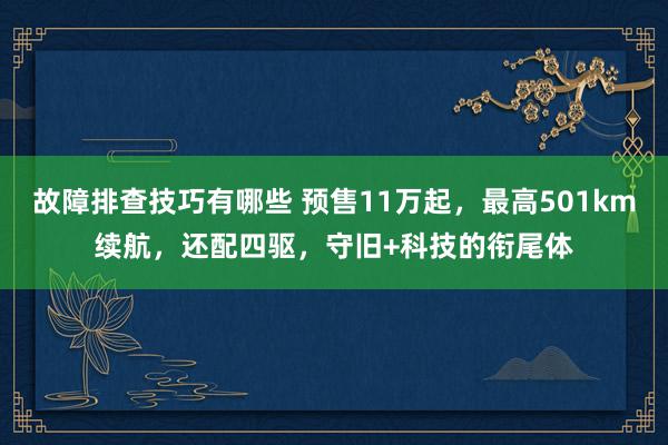 故障排查技巧有哪些 预售11万起，最高501km续航，还配四驱，守旧+科技的衔尾体