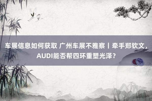 车展信息如何获取 广州车展不雅察丨牵手郑钦文，AUDI能否帮四环重塑光泽？