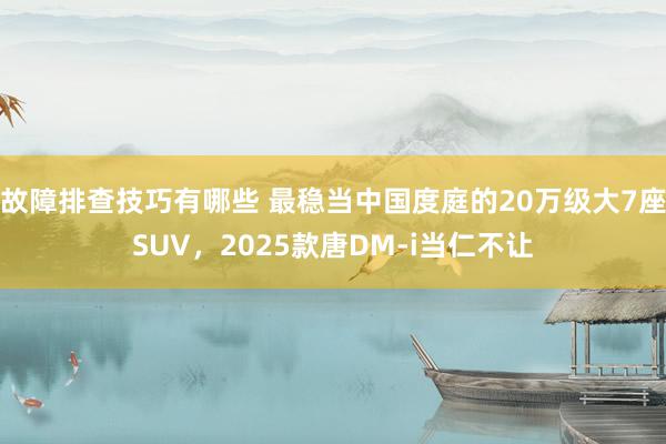 故障排查技巧有哪些 最稳当中国度庭的20万级大7座SUV，2025款唐DM-i当仁不让