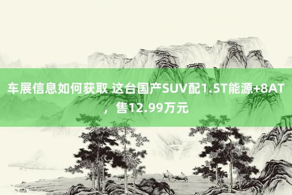 车展信息如何获取 这台国产SUV配1.5T能源+8AT，售12.99万元