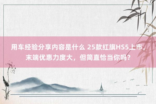 用车经验分享内容是什么 25款红旗HS5上市，末端优惠力度大，但简直恰当你吗？