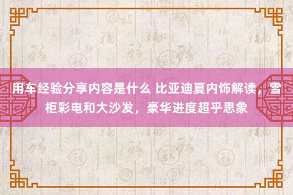 用车经验分享内容是什么 比亚迪夏内饰解读，雪柜彩电和大沙发，豪华进度超乎思象