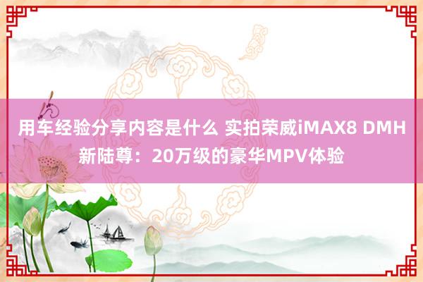 用车经验分享内容是什么 实拍荣威iMAX8 DMH新陆尊：20万级的豪华MPV体验