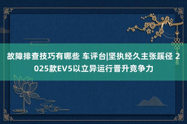 故障排查技巧有哪些 车评台|坚执经久主张蹊径 2025款EV5以立异运行晋升竞争力