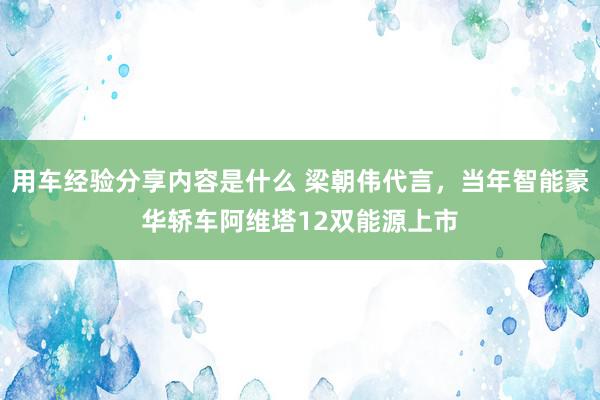 用车经验分享内容是什么 梁朝伟代言，当年智能豪华轿车阿维塔12双能源上市