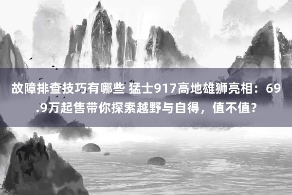 故障排查技巧有哪些 猛士917高地雄狮亮相：69.9万起售带你探索越野与自得，值不值？