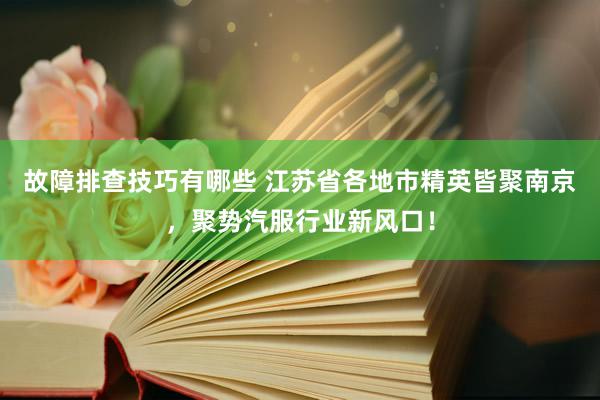 故障排查技巧有哪些 江苏省各地市精英皆聚南京，聚势汽服行业新风口！