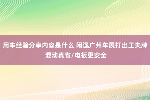 用车经验分享内容是什么 闲逸广州车展打出工夫牌 混动真省/电板更安全