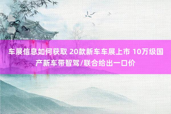 车展信息如何获取 20款新车车展上市 10万级国产新车带智驾/联合给出一口价