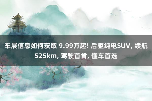 车展信息如何获取 9.99万起! 后驱纯电SUV, 续航525km, 驾驶首肯, 懂车首选