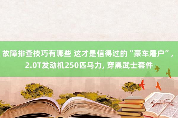 故障排查技巧有哪些 这才是信得过的“豪车屠户”, 2.0T发动机250匹马力, 穿黑武士套件