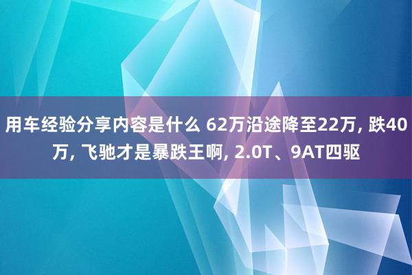 用车经验分享内容是什么 62万沿途降至22万, 跌40万, 飞驰才是暴跌王啊, 2.0T、9AT四驱