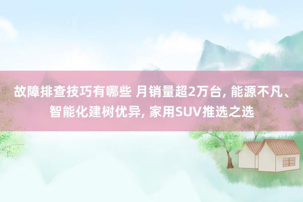 故障排查技巧有哪些 月销量超2万台, 能源不凡、智能化建树优异, 家用SUV推选之选