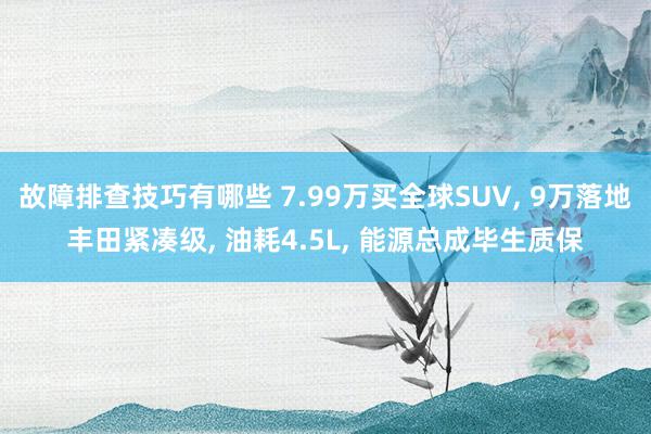 故障排查技巧有哪些 7.99万买全球SUV, 9万落地丰田紧凑级, 油耗4.5L, 能源总成毕生质保