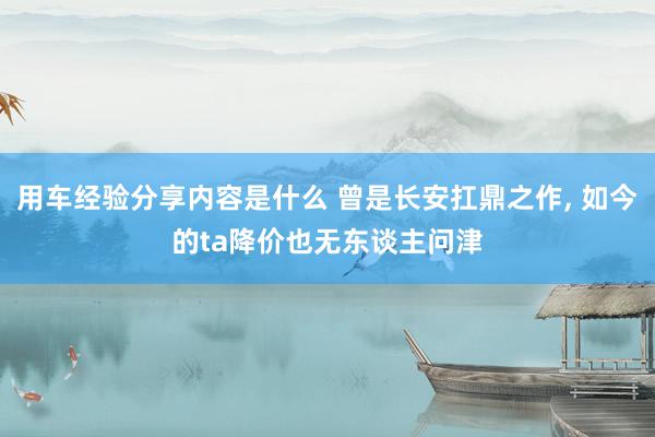 用车经验分享内容是什么 曾是长安扛鼎之作, 如今的ta降价也无东谈主问津