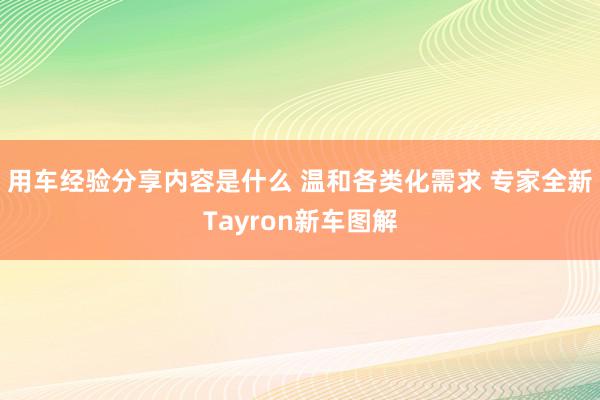 用车经验分享内容是什么 温和各类化需求 专家全新Tayron新车图解