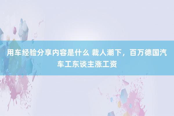 用车经验分享内容是什么 裁人潮下，百万德国汽车工东谈主涨工资