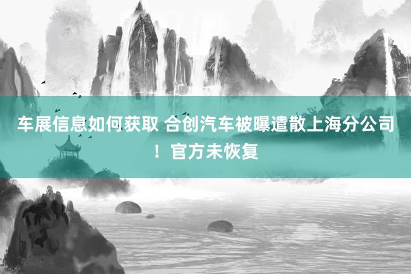 车展信息如何获取 合创汽车被曝遣散上海分公司！官方未恢复