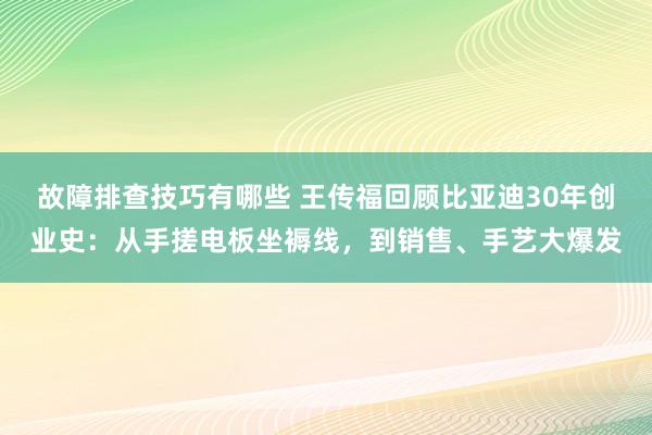 故障排查技巧有哪些 王传福回顾比亚迪30年创业史：从手搓电板坐褥线，到销售、手艺大爆发