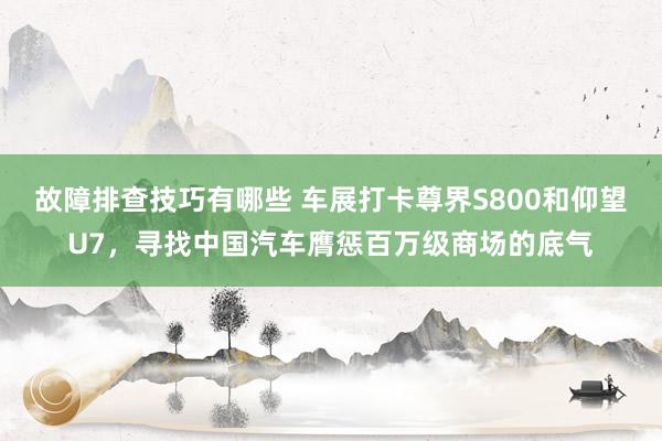 故障排查技巧有哪些 车展打卡尊界S800和仰望U7，寻找中国汽车膺惩百万级商场的底气