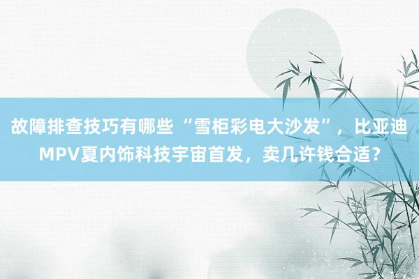 故障排查技巧有哪些 “雪柜彩电大沙发”，比亚迪MPV夏内饰科技宇宙首发，卖几许钱合适？